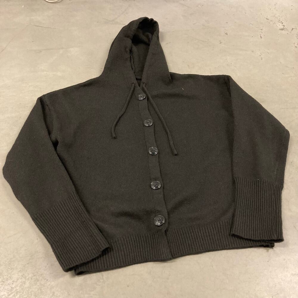 Y2K black hooded cardigan sweater